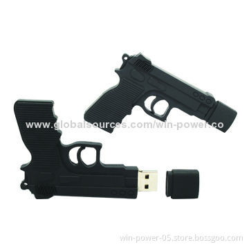 Gun-shaped USB Flash Drives with Cute Accessory, All Memory Sizes Available, Pre-load Data Welcomed